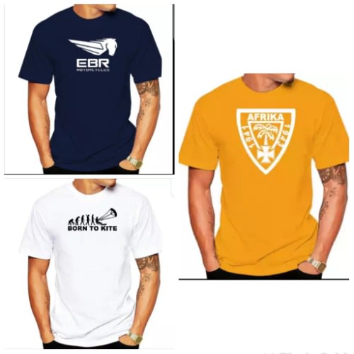 Set Of 3 Afrika Design T-shirts - White, Yellow, Blue