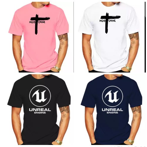 Set Of 4 T-shirts - White, Pink, Black, Blue