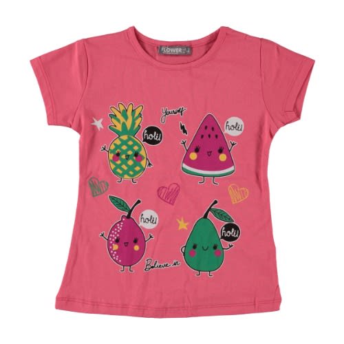 Fruity Girls Top - Coral