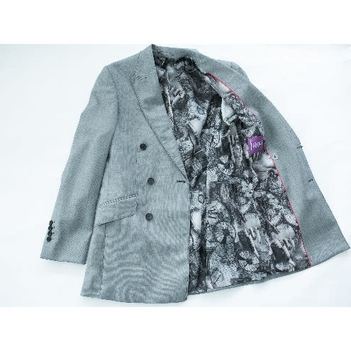 Men's Double Breasted Suit - Light Grey