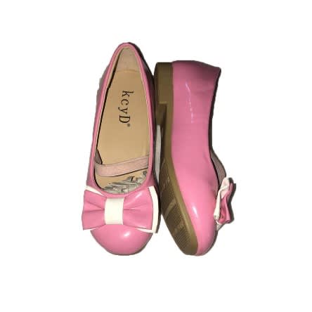 Patent Leather Dual Bows Girl's Shoes- Pink
