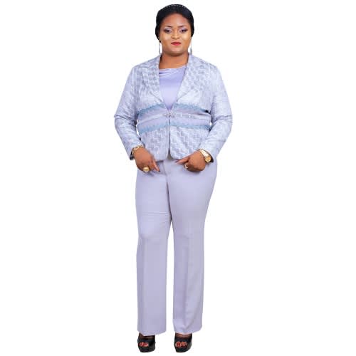 Ladies 3 Piece Pant Suit - Grey - LPS-4903