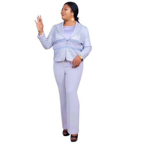 Ladies 3 Piece Pant Suit - Grey - LPS-4903