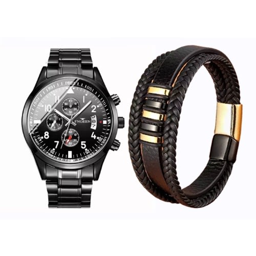 Exotic Studded Stainless Steel Wrist Watch With Bracelet