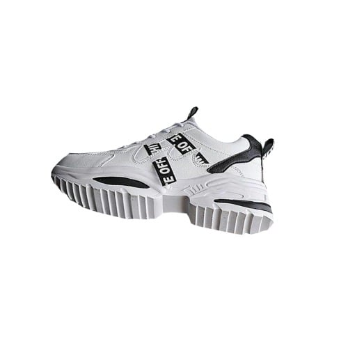 Casual Lace Up Sneakers - White With Black Detail