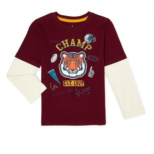 365 Kids Boys Tiger Long Sleeve Hangdown T-shirt Top