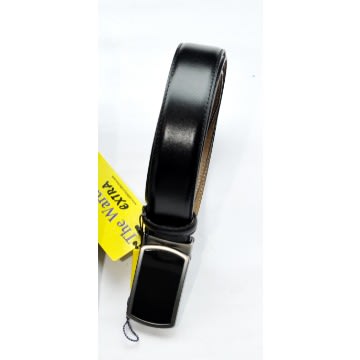 Leather Men Pin Up Plain Belt- Black- Size-125/50 Cm