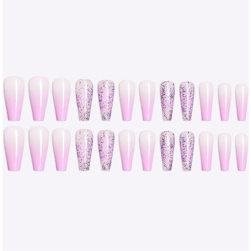 Ballet Coffin Full Cover Long Press-on Nail Tips - Sm14201173 - 24 Pieces