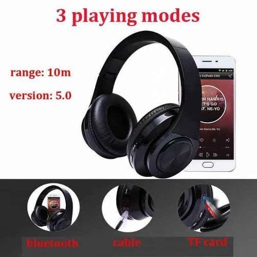 Wireless Bluetooth Foldable Headset- Black