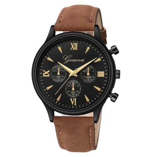 Geneva Corporate Leather Wristwatch - Brown