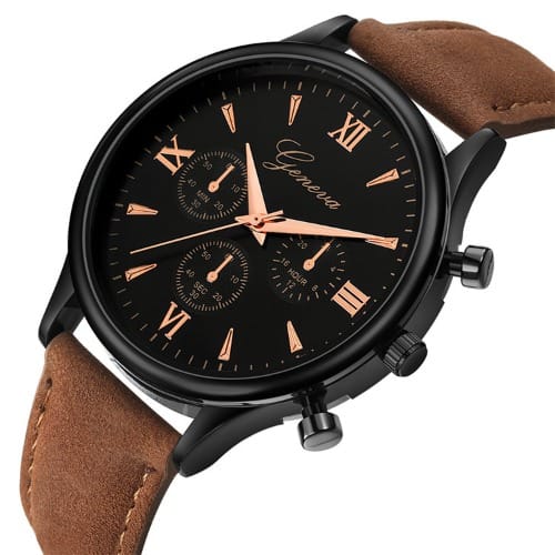 Geneva Corporate Leather Wristwatch - Brown