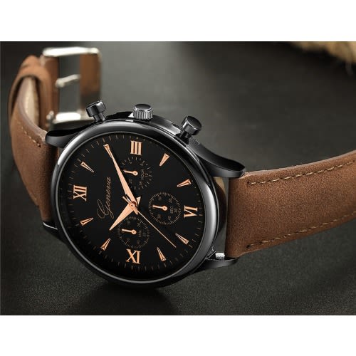 Geneva Corporate Leather Wristwatch - Brown