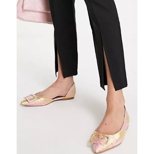 Pink Jacquard D’orsay Flats