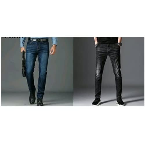 Smart Stock Jeans For Men - Mixed Black + Mixed Blue