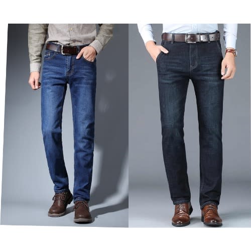 Casual Stock Jeans For Men - 2 Pieces - Blue & Black