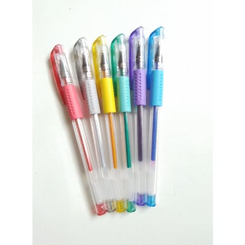Glitter Gel Pens Assorted Colours  - 6 Pcs