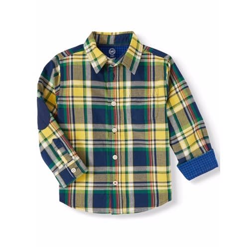 Toddler Boys’ Long Sleeve Plaid Button Up Woven Shirt
