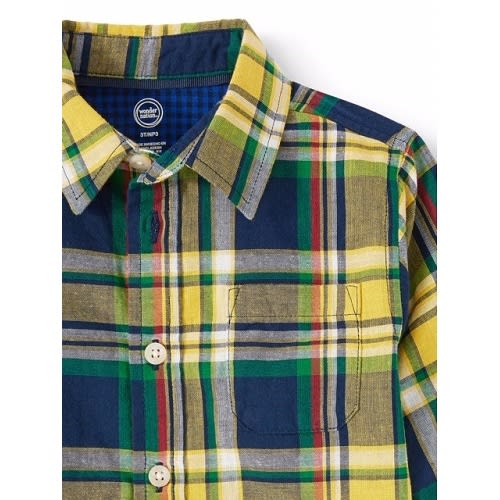 Toddler Boys’ Long Sleeve Plaid Button Up Woven Shirt