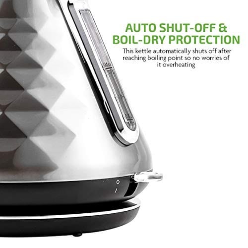 Ovente Electric Rapid Boil Kettle With Brushed Steel 1.7l-1500w