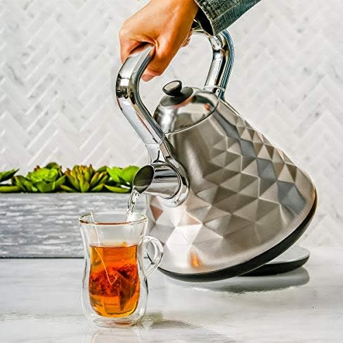 Ovente Electric Rapid Boil Kettle With Brushed Steel 1.7l-1500w