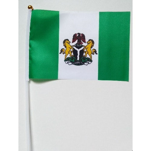 Nigeria Handheld Flag With Plastic Pole - 12 Pieces