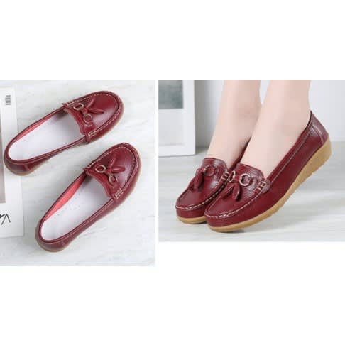 Ladies Leather Shoes-Red