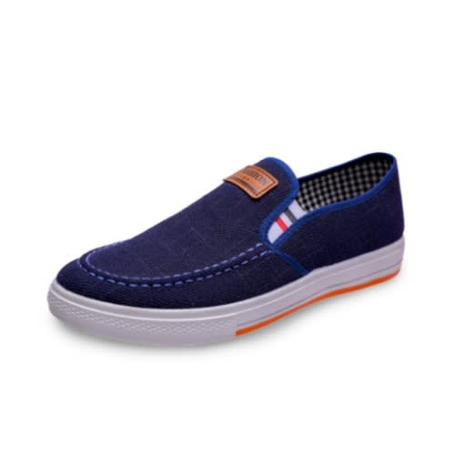 Side Band Jean Fabric Slip-on Sneakers - Blue