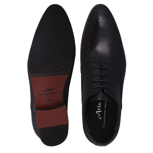 Posh Oxford Lace Up Leather Shoe - Black-msh-3786