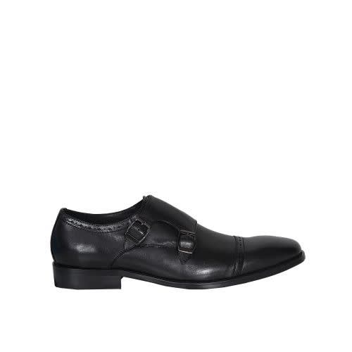 Elegant Men’s Doubled Side Buckled Shoe - Black - Msh-4709