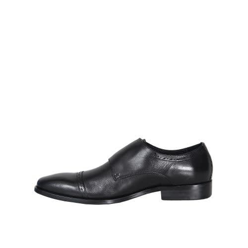 Elegant Men’s Doubled Side Buckled Shoe - Black - Msh-4709