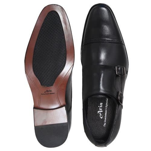 Elegant Men’s Doubled Side Buckled Shoe - Black - Msh-4709