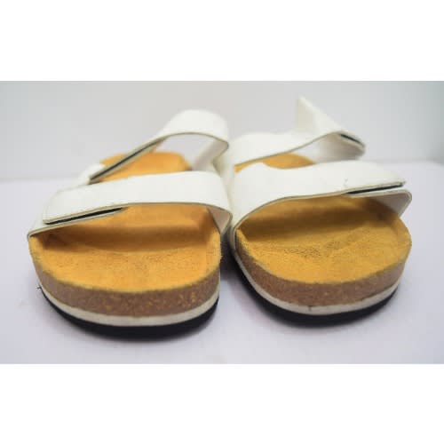 Men's Double Cross Leather Pam Slippers - White