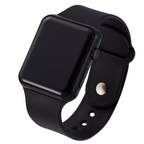 Square Faced Led Watch - Black