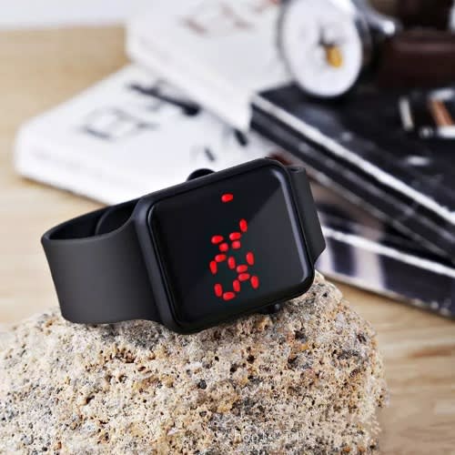 Square Faced Led Watch - Black