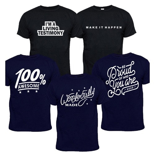 Powerful Words 5-in-1 Tshirt Bundle - Navyblue & Black