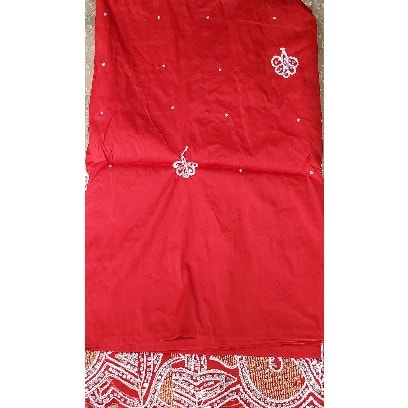 Bedazzled And Embroidered Red Indian George With Blouse - 7 Yards