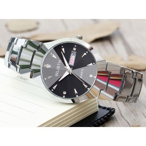 Silver Band Black Dial Quartz Watches For Couples
