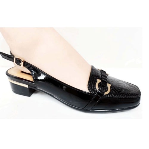 Buckle Leather Sandal - Short Heel