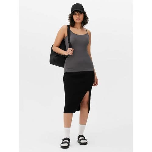 Adjustable Strap Stretch Camisole- Charcoal