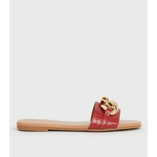 Faux Croc Chain Sliders