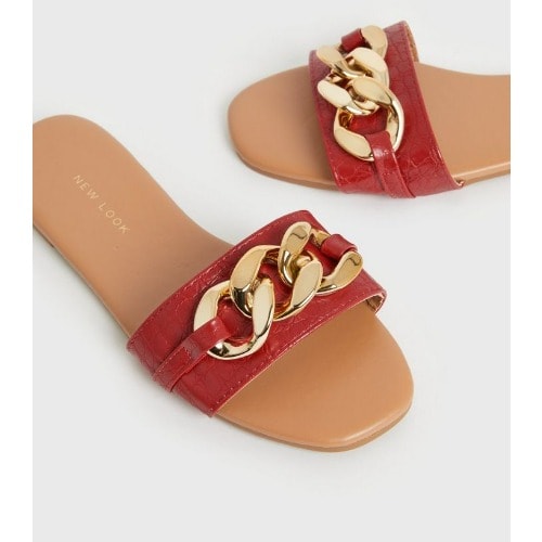 Faux Croc Chain Sliders