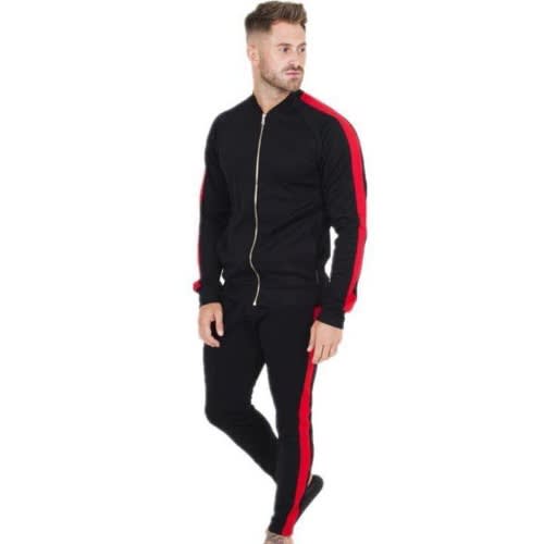 Red Stripes Black Tracksuit