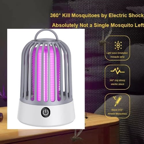 Rechargeable Mosquito Zapper Killer Lamp With Warm Night Lamp - Gray