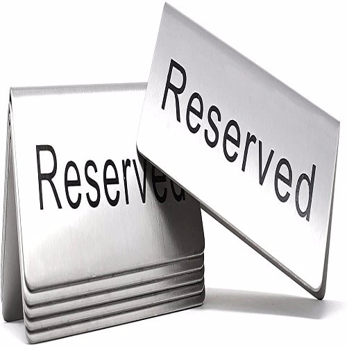 Reserved Table Sign - 6 Pcs