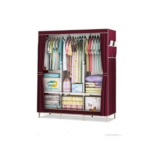Stainless Wardrobe  - Big Size - 150 X 45 X 170cm - 3 Column - Wine Color