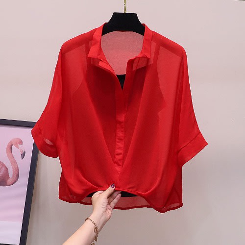 Two Piece Chiffon Shirt - Red