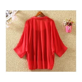 Two Piece Chiffon Shirt - Red