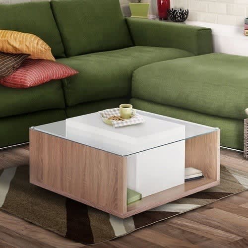 Glass Top Coffee Table - White