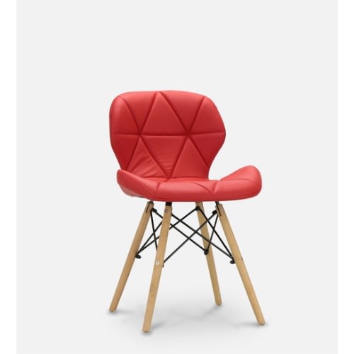 Padded Wooden Leg Dinning Chair - Red