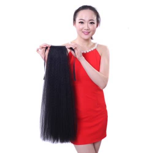 24inches Yaki Ponytail Wig- Black